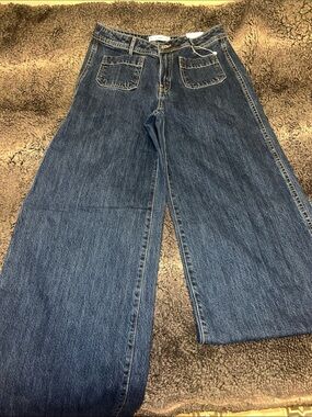 Mango Wide-Leg Jeans in Dark Blue Denim